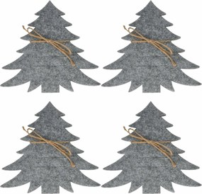 Kieszeń na sztućce X-Mas Tree szary, zestaw 4 szt.
