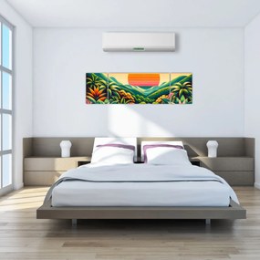 Obraz - Kolorowy zachód słońca (170x50 cm)