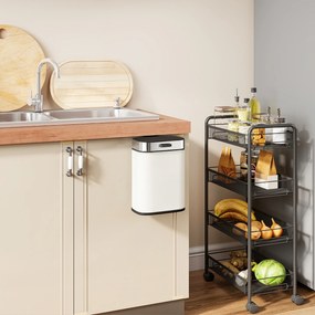 HOMCOM 5 l kosz na śmieci, ustawiany wolnostojąco lub zawieszany, stal nierdzewna, kremowo-biały