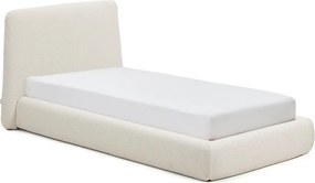 Beżowe tapicerowane łóżko jednoosobowe bez stelaża 90x200 cm Martina – Kave Home