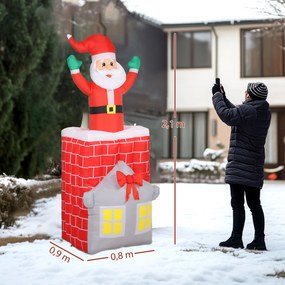 Outsunny Nadmuchiwana dekoracja świąteczna, postać w kominie, LED, dmuchawa | Aosom PL