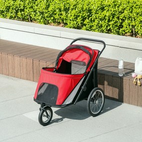 PawHut Wózek dla psa, składany, składany, poduszka, stalowa rama, Czerwony/Czarny
