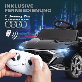 AIYAPLAY Elektryczny samochód dziecięcy, 12V Audi Q8, 3-5 km/h, pilot, reflektory, muzyka, Czarny