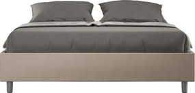 Łóżko wyposażone w stelaż z listwami tapicerowane 160x190 sztucznej skóry Szaro-beżowy Azelia