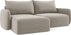 Szarobrązowy aksamitny rozkładany/ze schowkiem narożnik (lewostronny/z szezlongiem) Kalena – Makamii