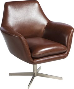 Fotel obrotowy z brązowej skóry koniakowej 5093 ANGEL CERDA