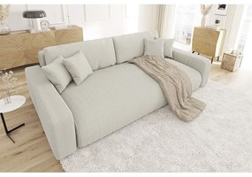 Kremowa sztruksowa rozkładana sofa ze schowkiem 234 cm Sara – Ropez