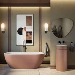 Wanna wolnostojąca owalna z konglomeratu 160 x 75 cm RONA Mocha Mouse mat / połysk przelew typu SLIM cienki rant : Wykończenie - matowe