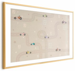 Plakat Wyścigowe autka 90x60 cm z ramą złotą z marginesem ARTGEIST B