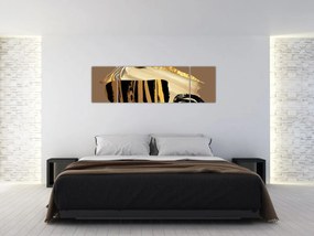 Obraz - Abstrakcja złotobrązowy N⁰2 (170x50 cm)