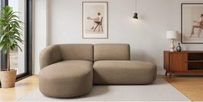 Narożnik w kształcie L Luna, tkanina Lins, Cappuccino, Lewy