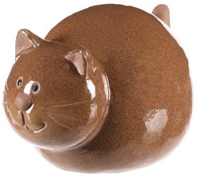 Dekoracja ceramiczna Kot, 18 x 13 x 12 cm, brązowa, 18 cm