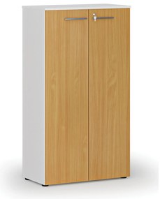 Szafa biurowa z drzwiami PRIMO WHITE, 800 x 420 x 1434 mm, biały/buk