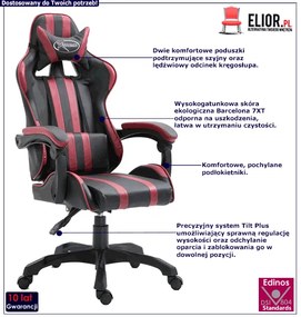 Ciemnoczerwony fotel obrotowy gamingowy - Nirva