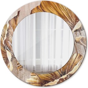 Lustro z nadrukiem dekoracyjne okrągłe Złote liście