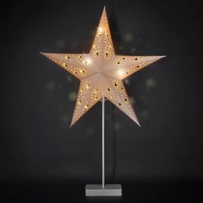 Solight LED gwiazda bożonarodzeniowa na stojaku, biała, 45 cm, 10x LED, 2x AA