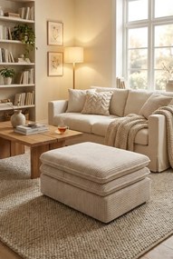 Beżowy kwadratowy puf sztruksowy S7-K01