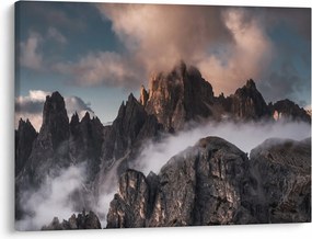 Obraz - Włoskie Dolomity ukryte we mgle (70x50 cm)