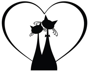 Czarna naklejka Ambiance Cat Couple