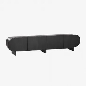 Szafka Rtv 220x40 Cm Z Drewna Mango Agathe Nizina Czarna - Sklum