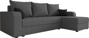 Rozkładana narożna sofa VALERIO 238x140 cm, ciemnoszara, uniwersalna + 2 poduszki GRATIS