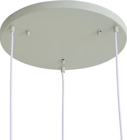 Lampa wisząca Japandi biała z organicznym jasnym zielonym kloszem 3-punktowa - Moonstone