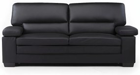 Kanapa 3-osobowa z czarnej skóry bawolej MIMAS