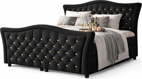 Czarne łóżko kontynentalne z kryształkami 5 rozmiarów Z7-Z21