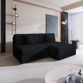 Masseno Narożnik FIORO z funkcją spania i pojemnikiem na pościel Narozniki L, Rozkładana sofa - Czarny, TILIA 100