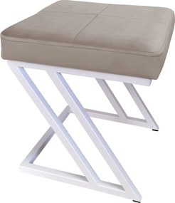 Pufa ZETA tkanina Welur loft ławka podnóżek metal : Kolor Stelaża - Biały, Kolor tkaniny - VELVET - MG09, Typ tkaniny - Velvet
