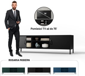Szafka RTV długa XL czarna ROSARIA 1700 x 400 x 500