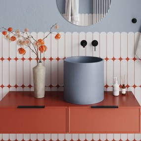 Umywalka betonowa nablatowa okrągła bez otworu na baterię 41 x 40 cm BENE | różne kolory : Kolor - Jagodowy