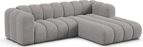 Szary narożnik z tkaniny szenilowej (prawostronny/z szezlongiem) Lupine – Micadoni