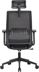 Fotel biurowy siatkowy Proton z zagłówkiem, zgodny z normą BHP