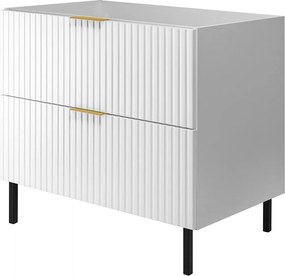 Szafka pod umywalkę, Biały, 80 x 77 x 46 cm, uchwyt złoty, nogi czarne, bez blatu