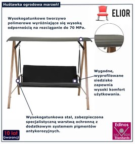 Szara huśtawka ogrodowa 3 - osobowa R0-Z72