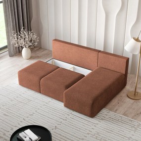Masseno Narożnik TRAMA z funkcją spania i pojemnikiem na pościel Narozniki L, Rozkładana sofa - Miedziany, NEVE 52