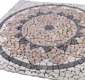 Mozaika marmurowa, motyw Słońca, 90 x 90 cm.