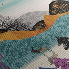 Obraz graficzny z jeleniem (z zegarem) (90x30 cm)
