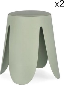 Zestaw 2 stołków z polipropylenu w kolorze oliwkowej zieleni - IMOGEN