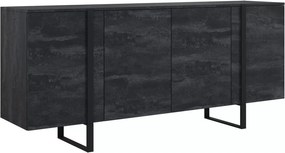 Komoda Verica 200 cm czterodrzwiowa - czarny beton / czarne nóżki