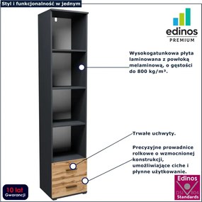 Wysoki regał słupek z 2 szufladami grafit + dąb wotan C3-C92