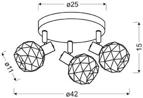 Lampa sufitowa z trzema drucianymi kloszami - V089-Werti