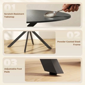 HOMCOM Okrągły stół jadalniany dla 4 osób, stół kuchenny w stylu industrialnym ze stalowymi nogami, do jadalni, kuchni, czarny | Aosom PL