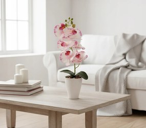 Storczyk w Doniczce Orchidea 37 cm Kwiat Sztuczny Biały Doniczkowy Ozdobny