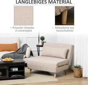 Sofa jednoosobowa rozkładana fotel z regulowanym oparciem w skandynawskim stylu do salonu | Aosom PL