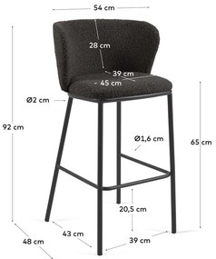 Czarny hoker (wysokość siedziska 65 cm) Ciselia – Kave Home