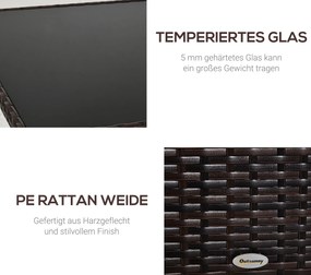 Technorattan Stół Ogrodowy Szklany Metalowy 150x85x74 cm Elegancki Stół Obiadowy Meble Ogrodowe | Aosom PL