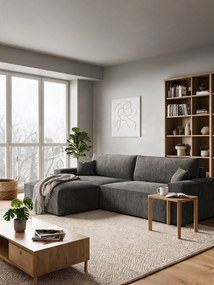 Ciemnoszara kanapa narożna sztruksowa G9-T36