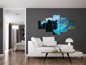 Obraz - Czarny panter w dżungli (125x70 cm)